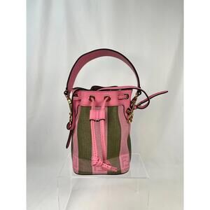 Pre-Owned FENDI Mon Tresor Raffia Bucket Pink/Brown Handbag